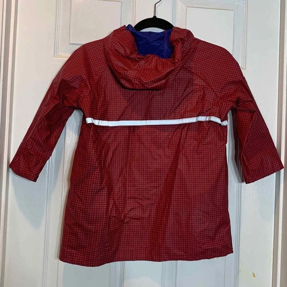EUC Land's End Red and Blue Plaid Raincoat Windbreaker Size‎ Medium (5-6)